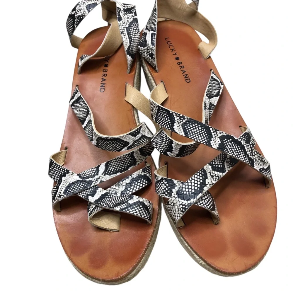 Lucky Brand Jakina Snakeskin Espadrille Wedge Sandal Women 10M/42 Platform Shoe